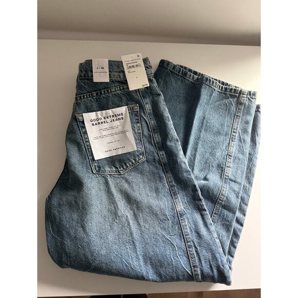$179 New Good American Good Extreme Barrel Jeans - 0 / 25 - Picture 11 of 13